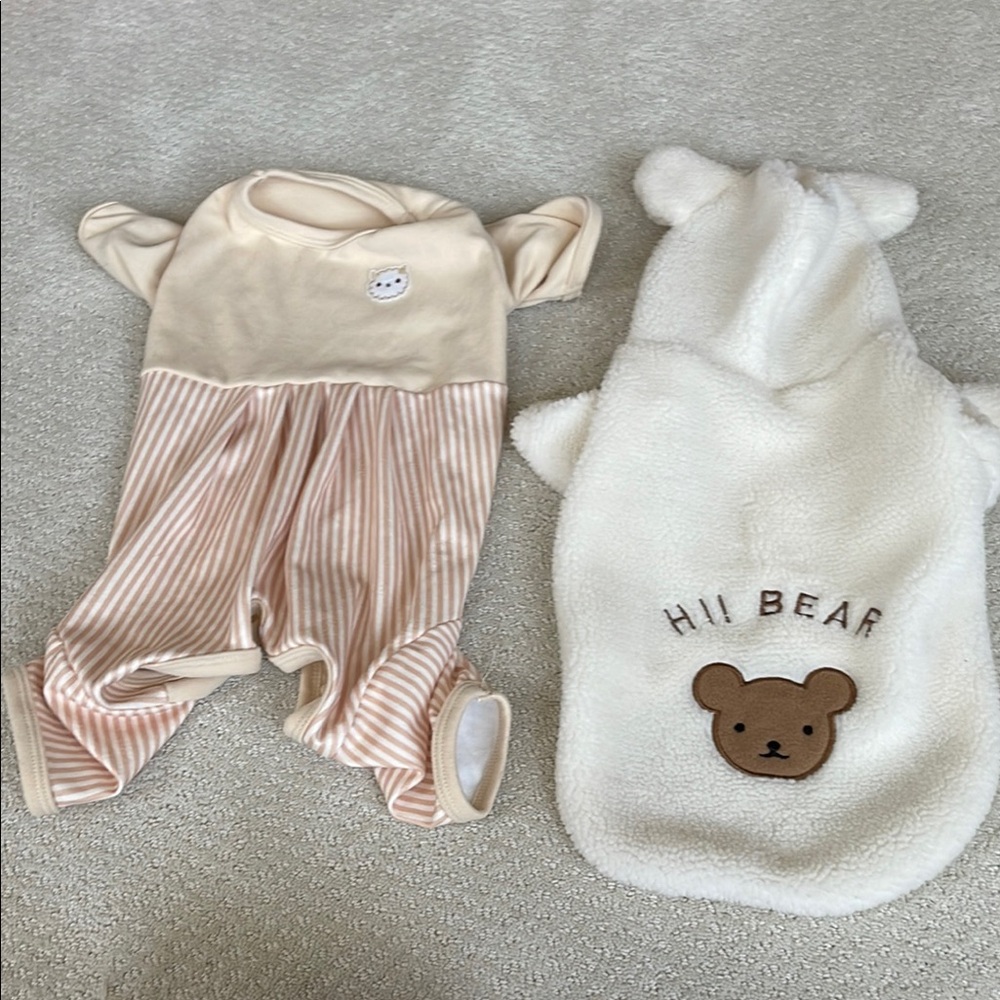 Cream and Tan Footies with Ear Details